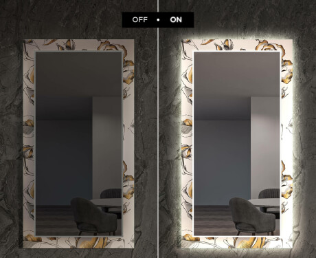 Dekoratyvinis veidrodis su LED apšvietimu prieškambariui - golden flowers #7