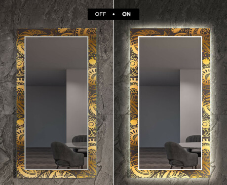 Dekoratyvinis veidrodis su LED apšvietimu prieškambariui - ancient pattern #7