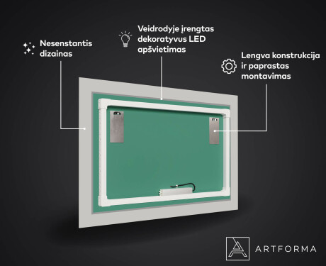 Dekoratyvinis veidrodis su LED apšvietimu prieškambariui - waves #3