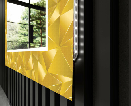 Dekoratyvinis veidrodis su LED apšvietimu prieškambariui - gold triangles #11