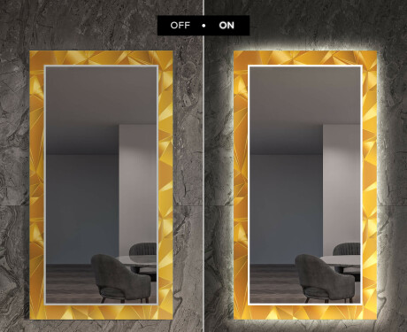 Dekoratyvinis veidrodis su LED apšvietimu prieškambariui - gold triangles #7