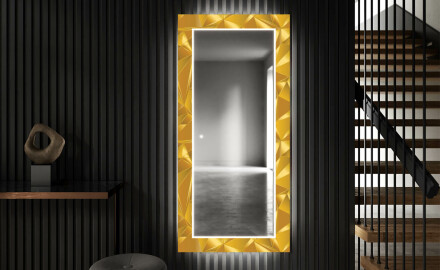 Dekoratyvinis veidrodis su LED apšvietimu prieškambariui - gold triangles