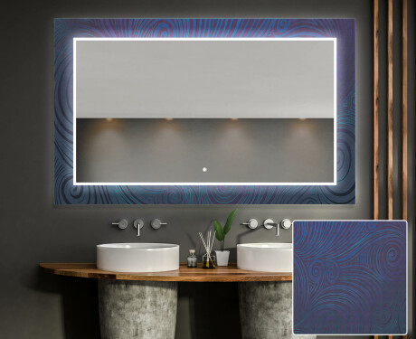 Apšviečiamas dekoratyvinis veidrodis voniai - blue drawing #1