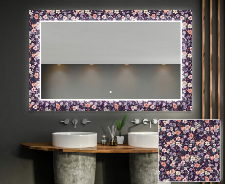Apšviečiamas dekoratyvinis veidrodis voniai - elegant flowers #1