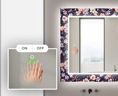 Apšviečiamas dekoratyvinis veidrodis voniai - elegant flowers #5