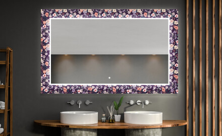 Apšviečiamas dekoratyvinis veidrodis voniai - elegant flowers