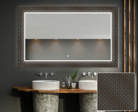 Apšviečiamas dekoratyvinis veidrodis voniai - golden lines #1