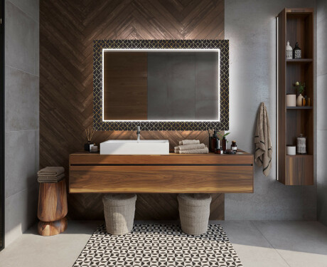Apšviečiamas dekoratyvinis veidrodis voniai - golden lines #12