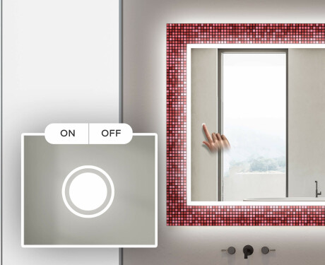 Apšviečiamas dekoratyvinis veidrodis voniai - red mosaic #4