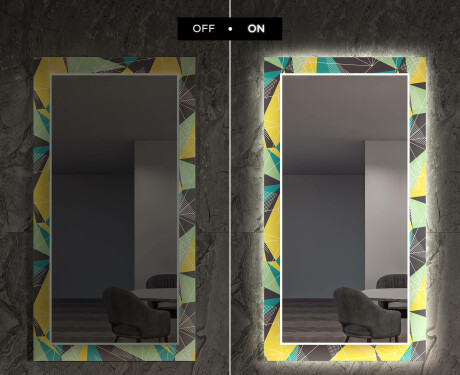 Dekoratyvinis veidrodis su LED apšvietimu valgomajam - abstract geometric #7