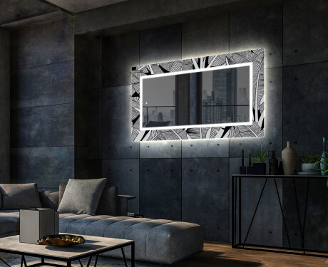 Dekoratyvinis veidrodis su LED apšvietimu valgomajam - black and white jungle #2