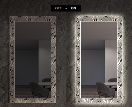 Dekoratyvinis veidrodis su LED apšvietimu valgomajam - black and white jungle #7