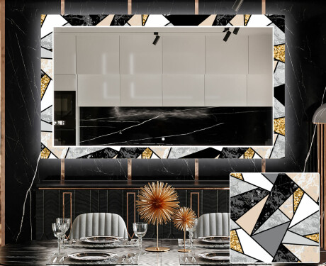 Dekoratyvinis veidrodis su LED apšvietimu valgomajam - marble pattern