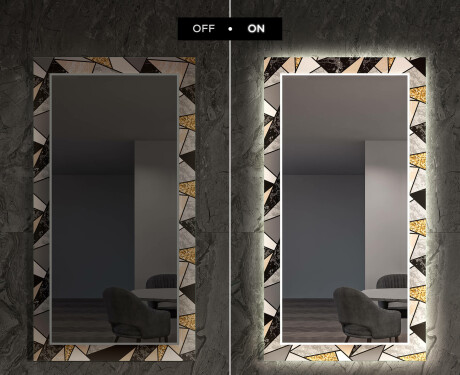 Dekoratyvinis veidrodis su LED apšvietimu valgomajam - marble pattern #7