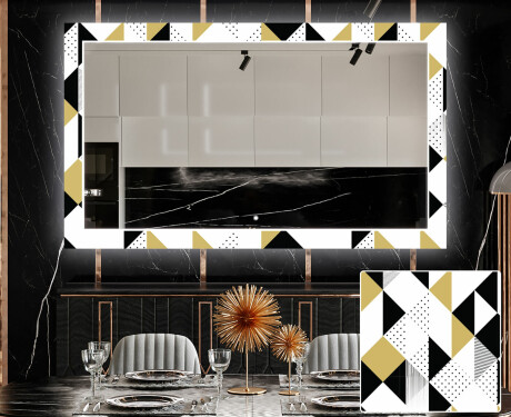 Dekoratyvinis veidrodis su LED apšvietimu valgomajam - geometric patterns #1