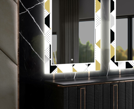 Dekoratyvinis veidrodis su LED apšvietimu valgomajam - geometric patterns #11