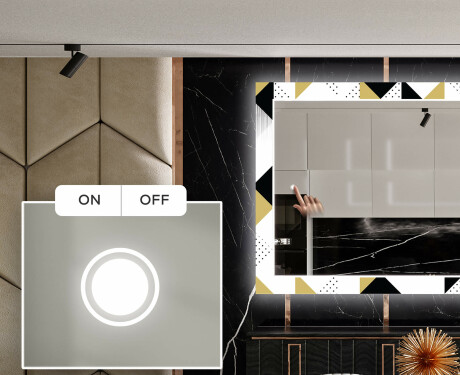 Dekoratyvinis veidrodis su LED apšvietimu valgomajam - geometric patterns #4