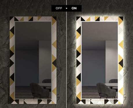 Dekoratyvinis veidrodis su LED apšvietimu valgomajam - geometric patterns #7