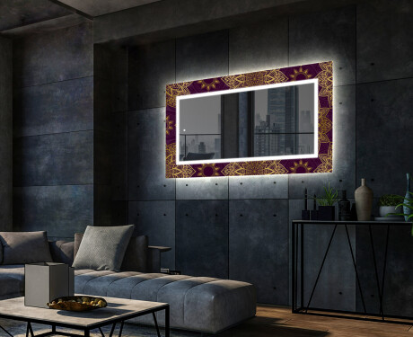 Dekoratyvinis veidrodis su LED apšvietimu valgomajam - gold mandala #2