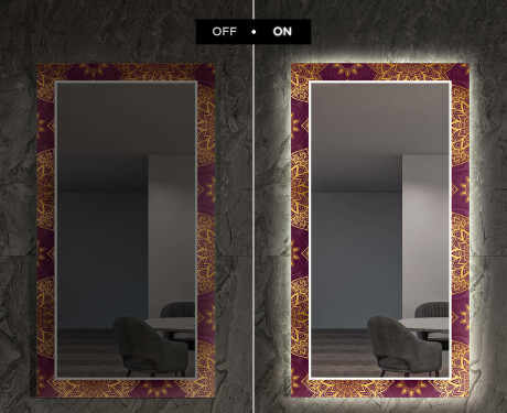 Dekoratyvinis veidrodis su LED apšvietimu valgomajam - gold mandala #7
