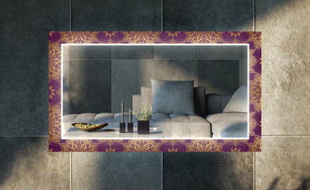 Dekoratyvinis veidrodis su LED apšvietimu valgomajam - gold mandala