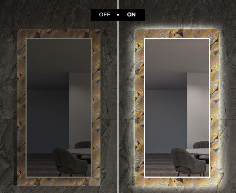 Dekoratyvinis veidrodis su LED apšvietimu valgomajam - golden leaves #7