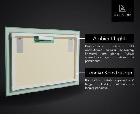 Apšviečiamas dekoratyvinis veidrodis LED - Dark Elegance #4