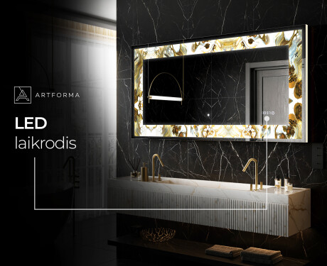 Apšviečiamas dekoratyvinis veidrodis LED - Golden Streaks #8