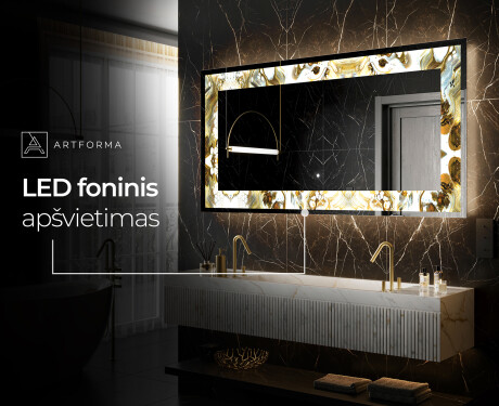 Apšviečiamas dekoratyvinis veidrodis LED - Golden Streaks #9
