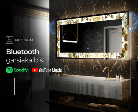 Apšviečiamas dekoratyvinis veidrodis LED - Golden Streaks #7