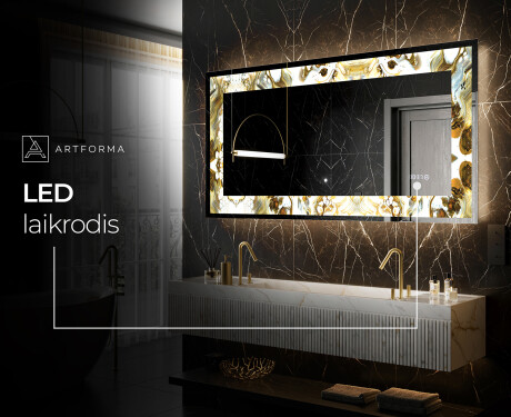 Apšviečiamas dekoratyvinis veidrodis LED - Golden Streaks #8
