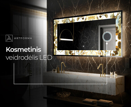 Apšviečiamas dekoratyvinis veidrodis LED - Golden Streaks #9