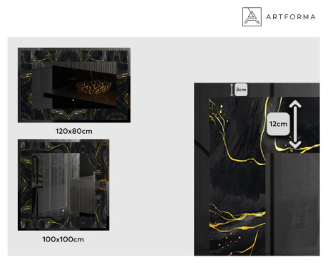 Apšviečiamas dekoratyvinis veidrodis LED - Golden Veins #2