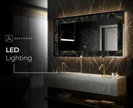 Apšviečiamas dekoratyvinis veidrodis LED - Golden Veins #6