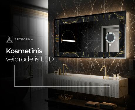 Apšviečiamas dekoratyvinis veidrodis LED - Golden Veins #8