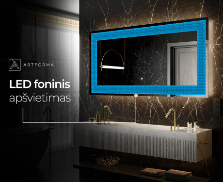 Apšviečiamas dekoratyvinis veidrodis LED - Symmetrical Diamonds #7