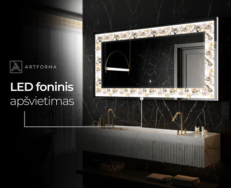 Apšviečiamas dekoratyvinis veidrodis LED - Floral Reflections #7