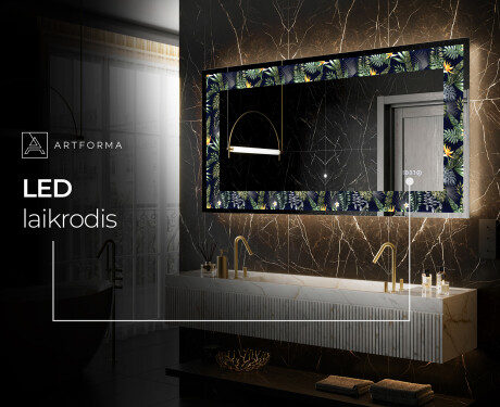 Apšviečiamas dekoratyvinis veidrodis LED - Vintage Leaves #6