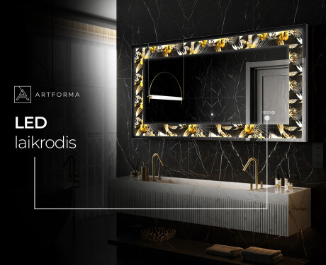 Apšviečiamas dekoratyvinis veidrodis LED - Floral Symmetries #5