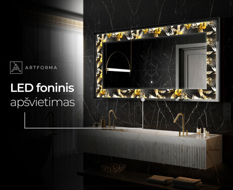 Apšviečiamas dekoratyvinis veidrodis LED - Floral Symmetries #7