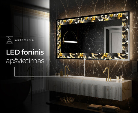Apšviečiamas dekoratyvinis veidrodis LED - Floral Symmetries #8