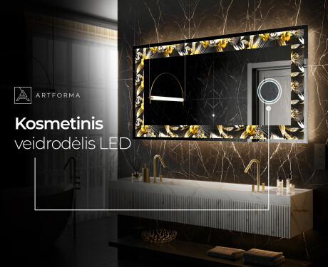Apšviečiamas dekoratyvinis veidrodis LED - Floral Symmetries #9