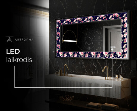 Apšviečiamas dekoratyvinis veidrodis LED - Floral Layouts #5