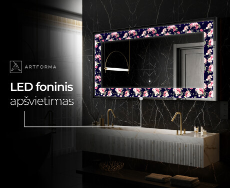 Apšviečiamas dekoratyvinis veidrodis LED - Floral Layouts #7