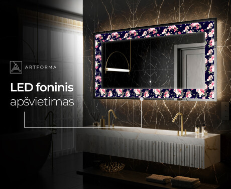 Apšviečiamas dekoratyvinis veidrodis LED - Floral Layouts #8