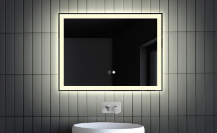 Vonios veidrodis su LED apšvietimu L01 80x60 cm, apšvietimo jungiklis, šildomasis kilim?lis