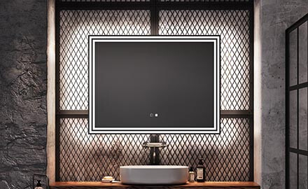 Vonios veidrodis su LED apšvietimu L57 80x60 cm, apšvietimo jungiklis, šildomasis kilim?lis