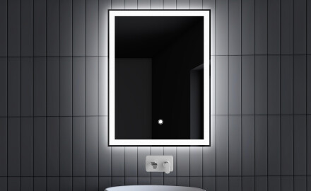 Vonios veidrodis su LED apšvietimu L01 60x80 cm, apšvietimo jungiklis