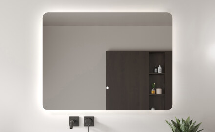 Vonios veidrodis su LED apšvietimu L60 80x60 cm, apšvietimo jungiklis