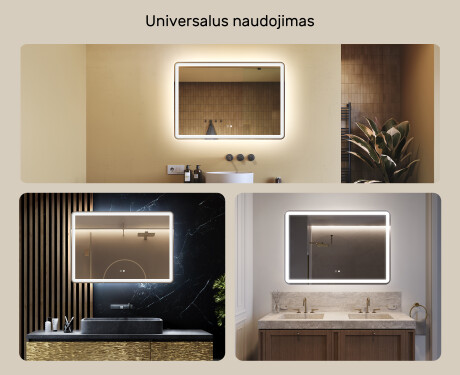 Apšviestas vonios veidrodis LED 100x70cm su Dual color, Jutiklinis jungiklis, Šildymo kilimėlis, Bluetooth garsiakalbis - L141 #2